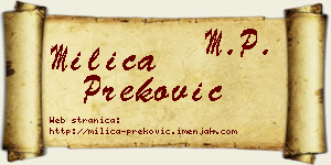 Milica Preković vizit kartica